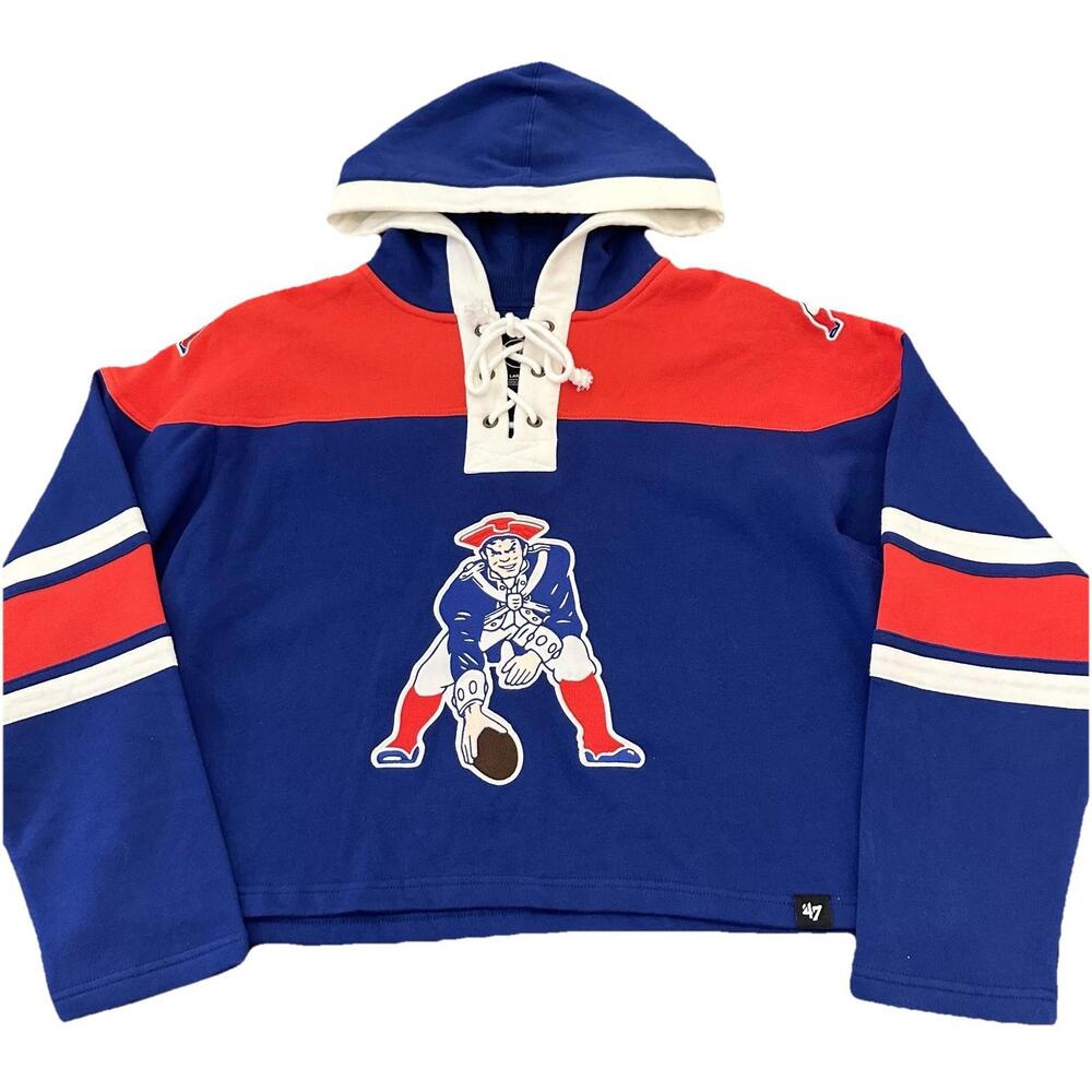 NWT '47 Brand New England Patriots Historic Lacer Hoodie Size Women's Large